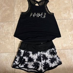Justice active shorts and tank set